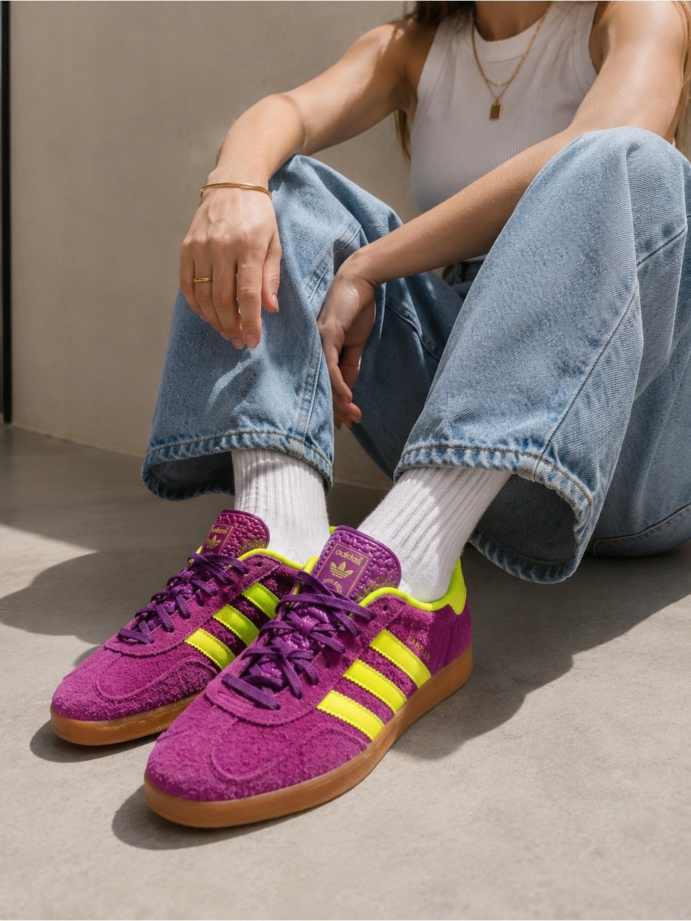 adidas spezial Women's Purple & Neon Yellow Suede Sneakers